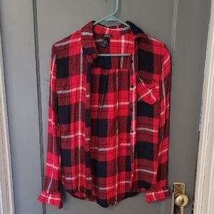 Rue21 Red and Black Checkered Button-Down Shirt